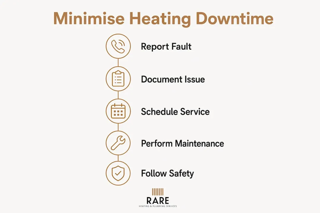 Infographic outlining steps to minimise heating downtime