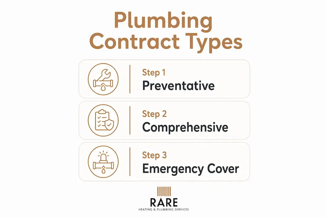Infographic displaying main plumbing contract types