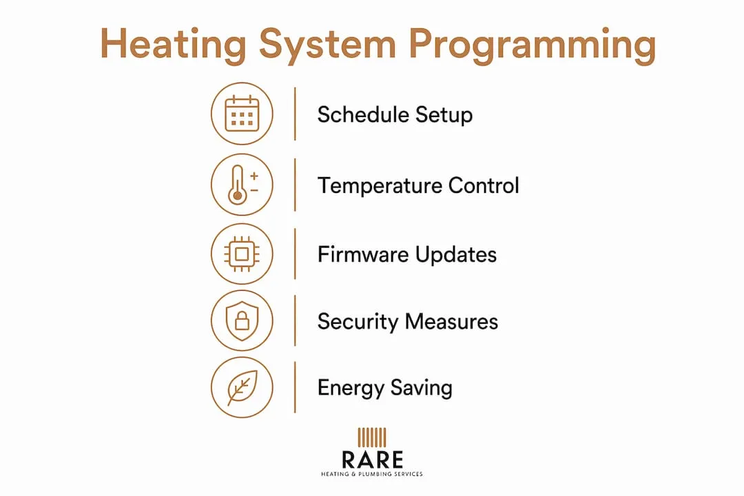 Infographic showing heating system programming steps