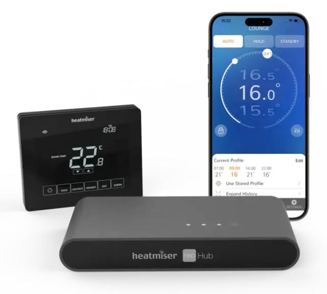 Heatmiser NeoHub smart thermostat system installed by RARE Plumbing London for multi-zone heating control