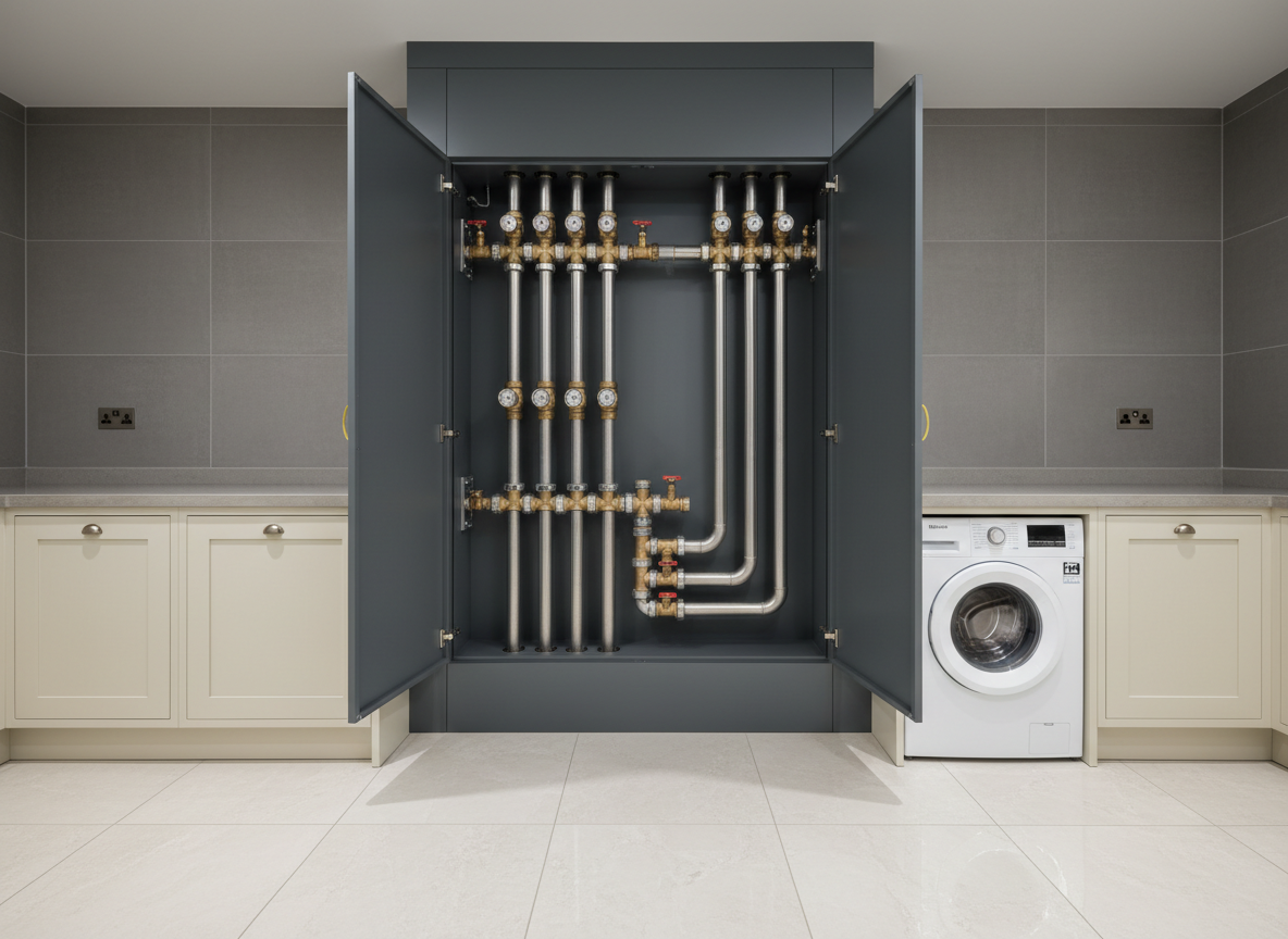 RARE Plumbing London Gas Safe engineer repairing a Worcester Bosch boiler in a luxury London property