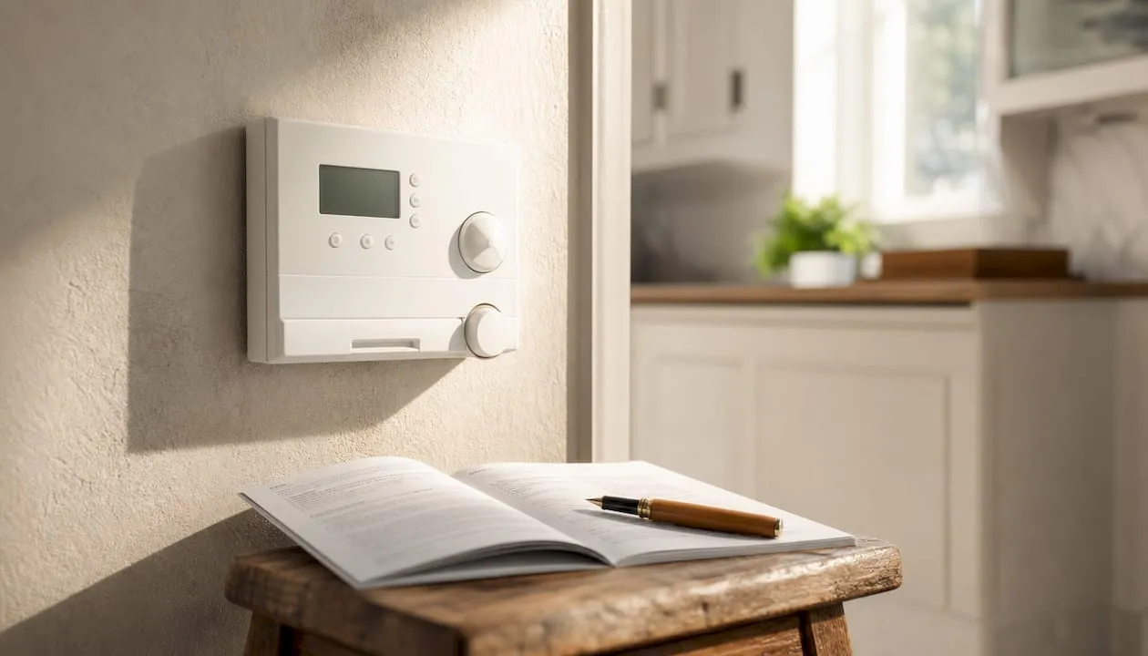 Close-up of digital heating programmer installed