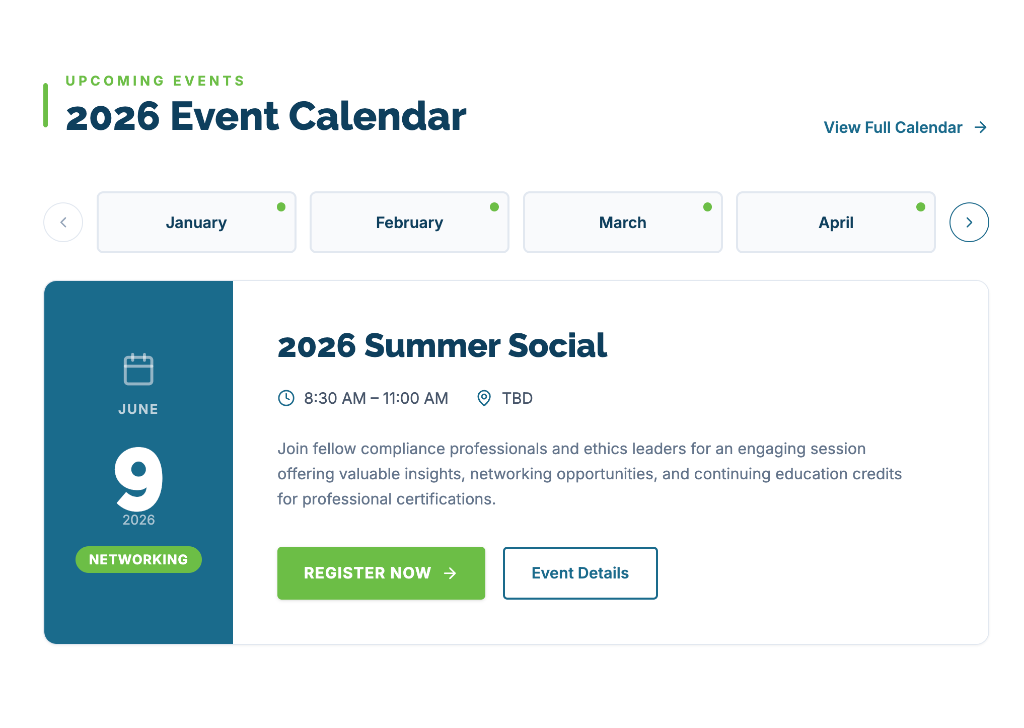 Event Calendar section preview