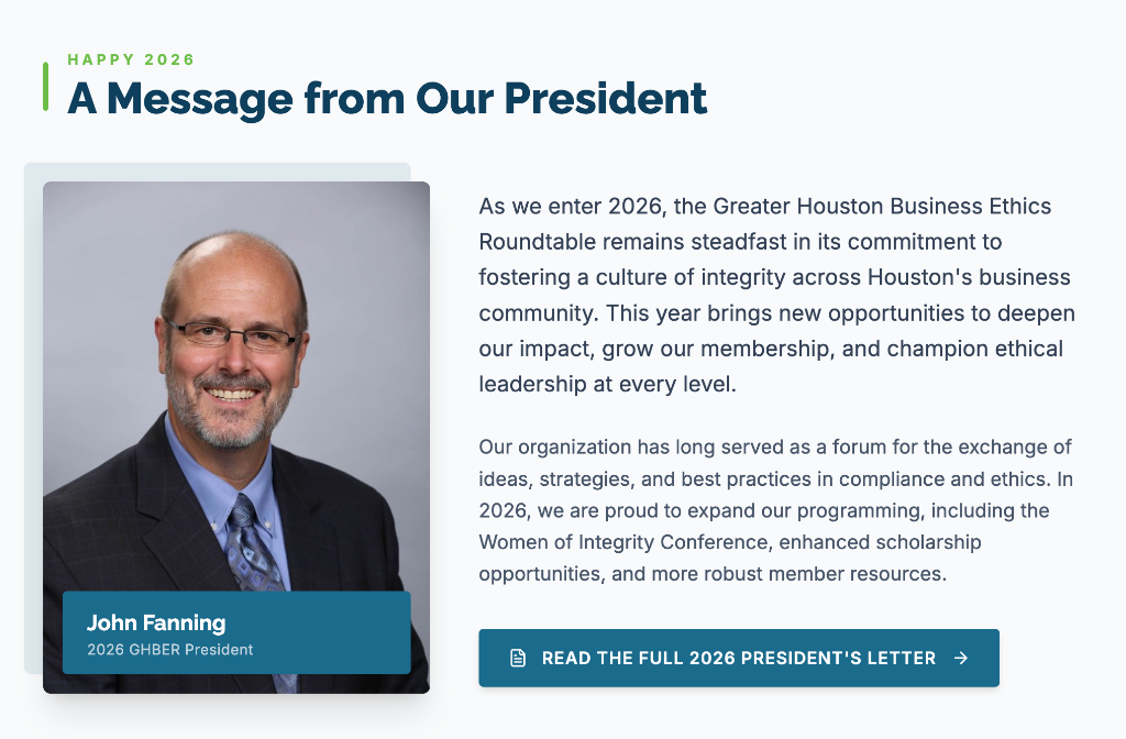 President's Message section preview