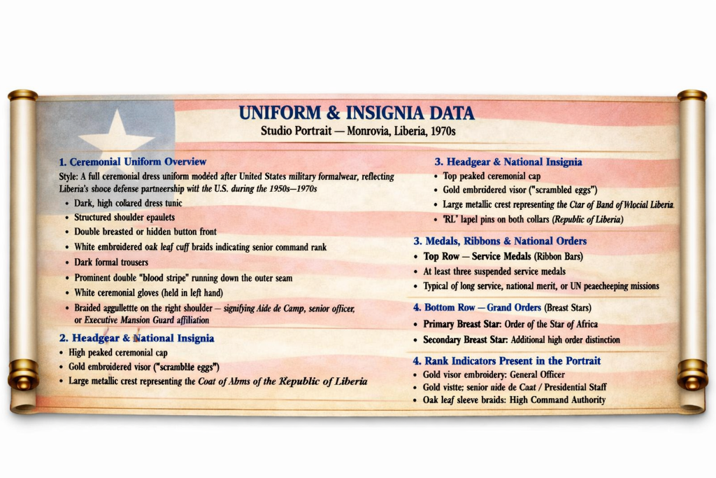 Uniform & Insignia Data — Studio Portrait Monrovia Liberia 1970s
