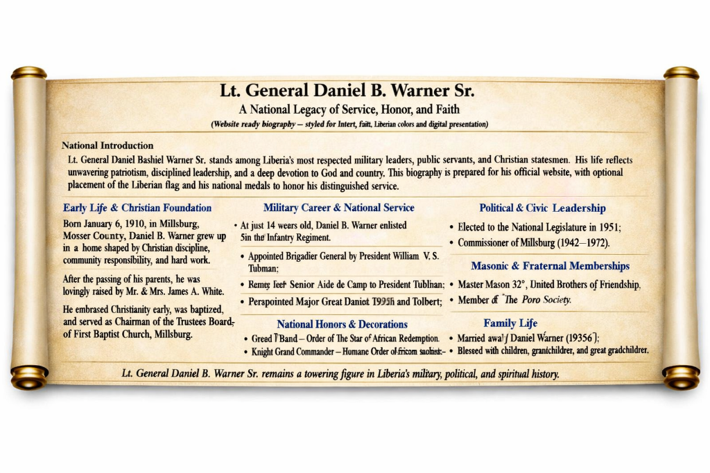 Biography Scroll — Lt. General Daniel B. Warner Sr.