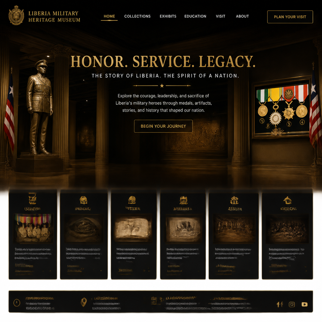 Liberia Military Heritage Museum — dark layout draft (May 21, 2026)