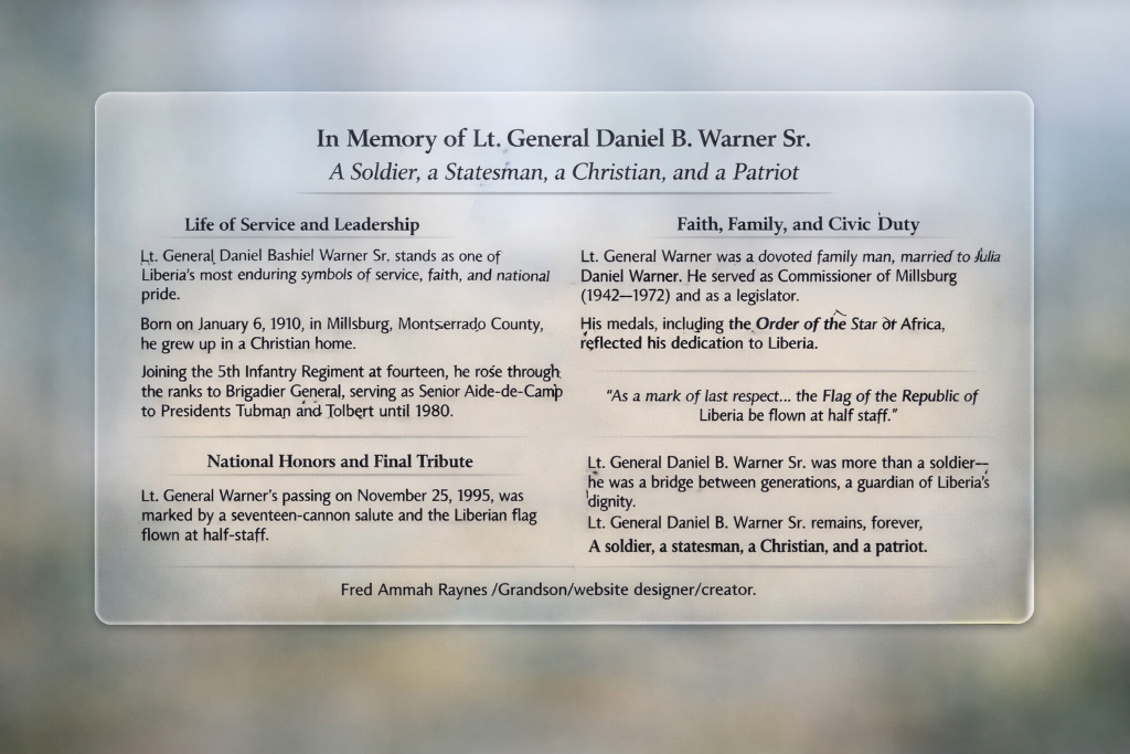 In Memory of Lt. General Daniel B. Warner Sr.