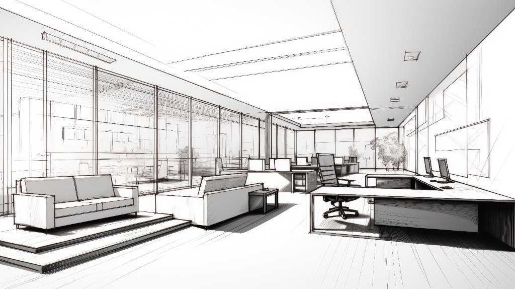 Office interior sketch