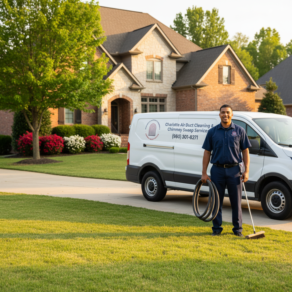 Professional chimney and air duct cleaning technician in Charlotte NC