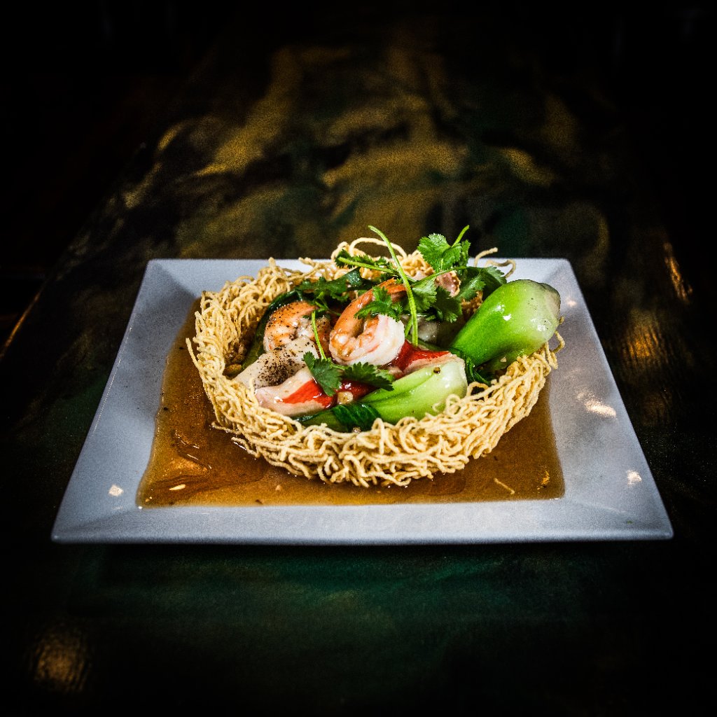 Crispy noodles overhead