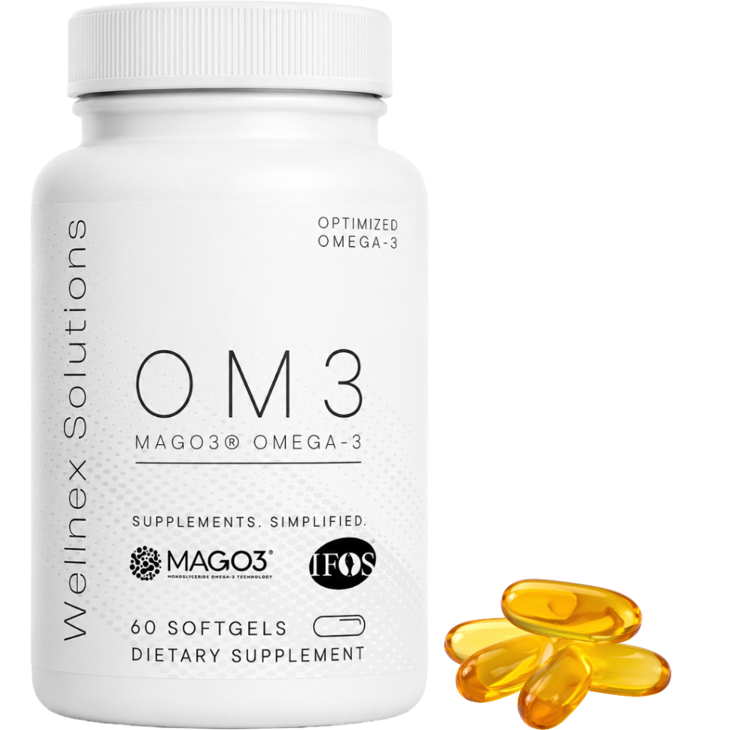OM3 Omega-3 Supplement Bottle