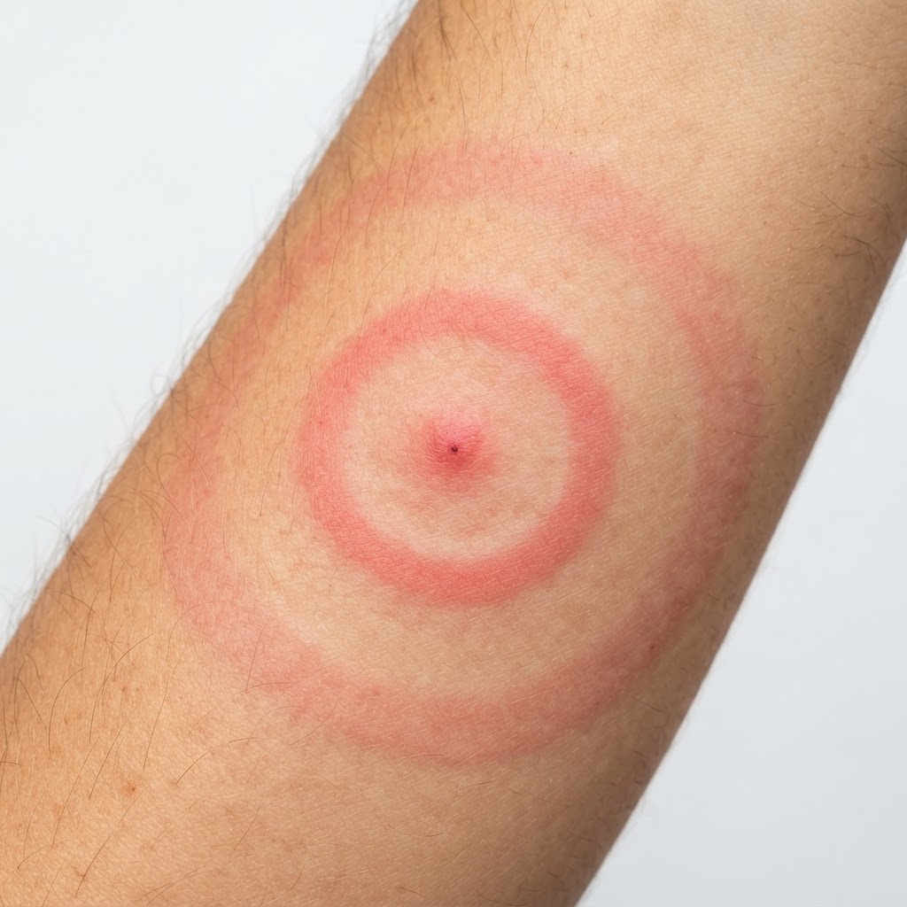 Tick Bite & Lyme Rash — clinical identification illustration