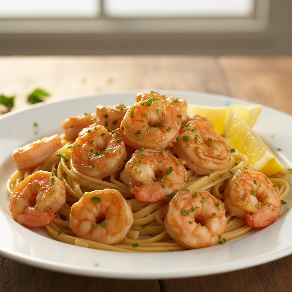 Ina Garten Shrimp Scampi finished dish