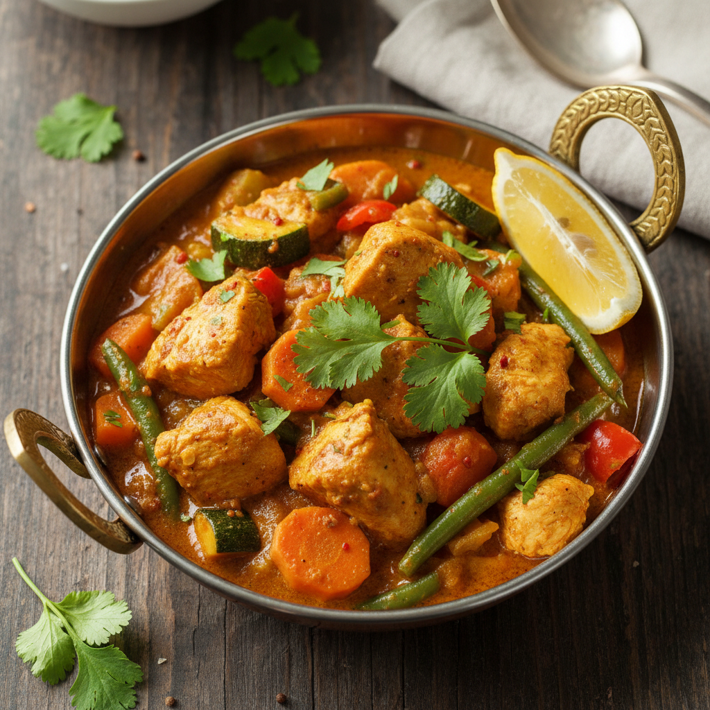 Healthy Chicken & Vegetable Balti finished dish