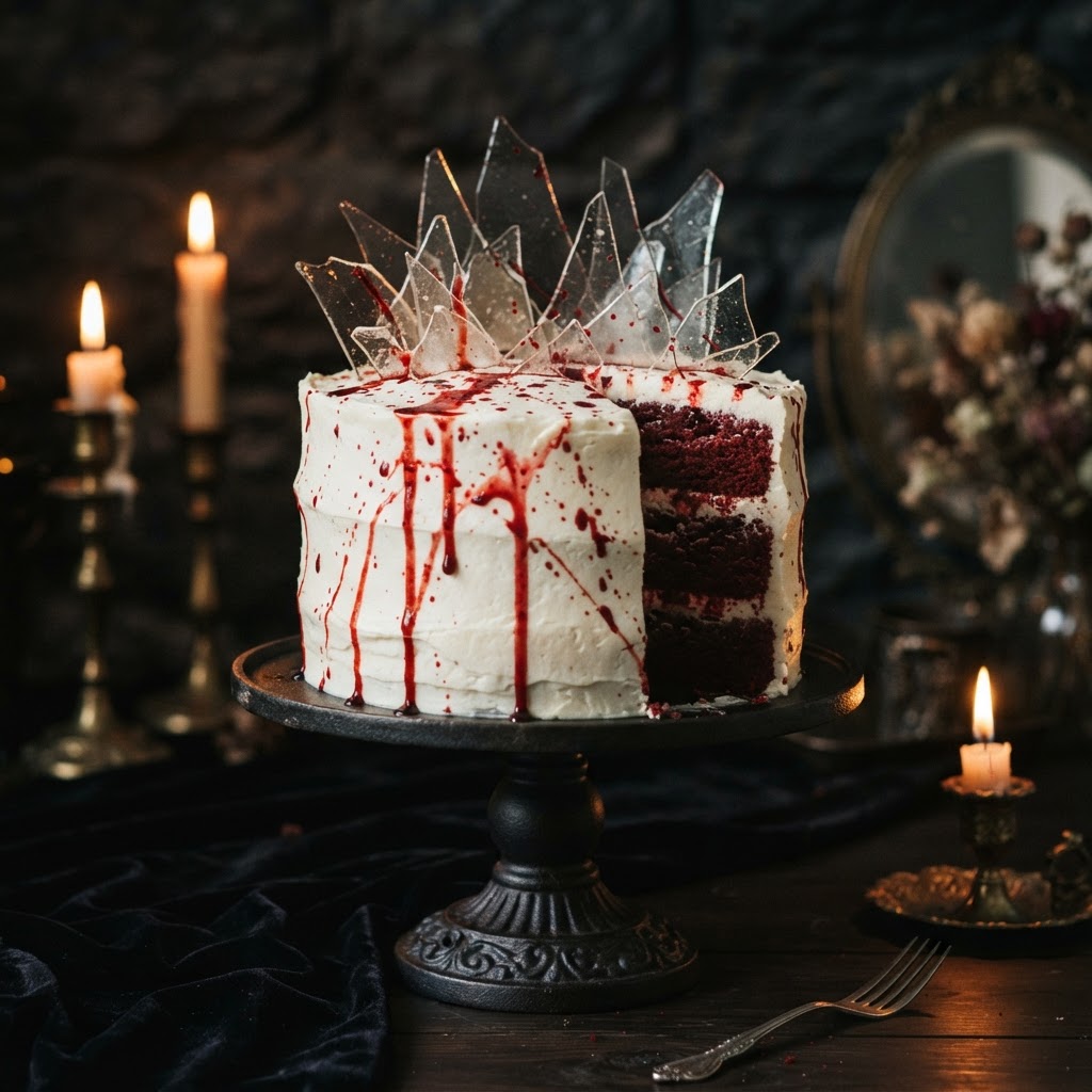 Blood Splatter Cake finished dish