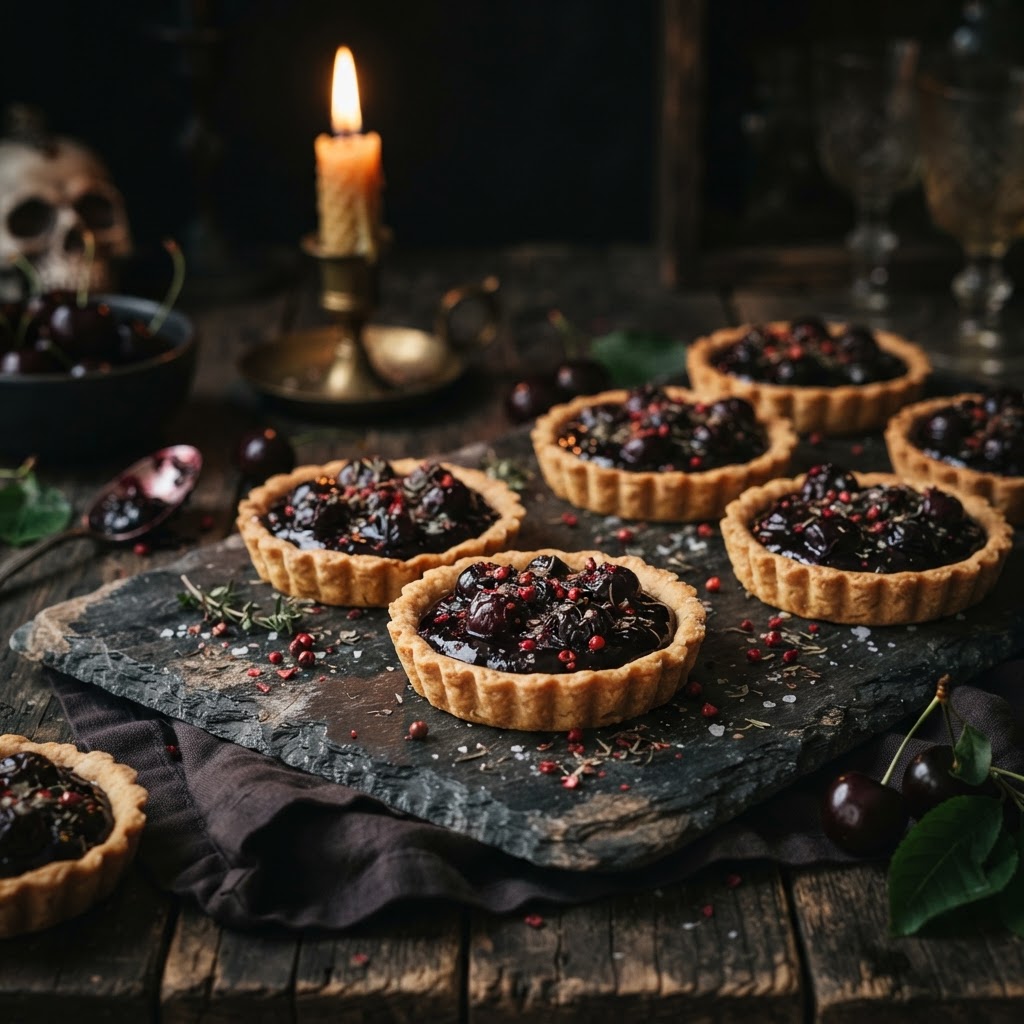 Halloween Black Cherry Jam Tarts finished dish