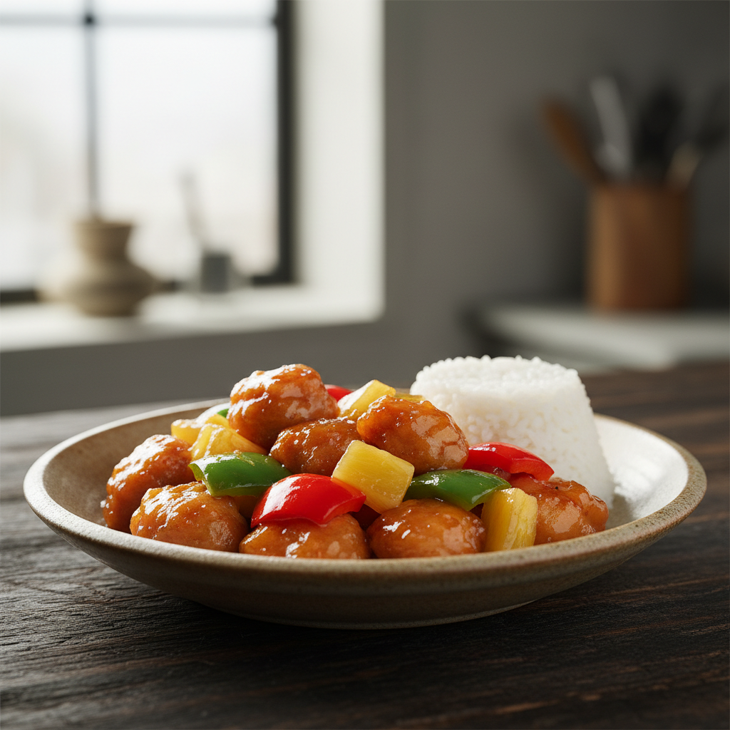 Healthy Sweet & Sour Chicken finished dish