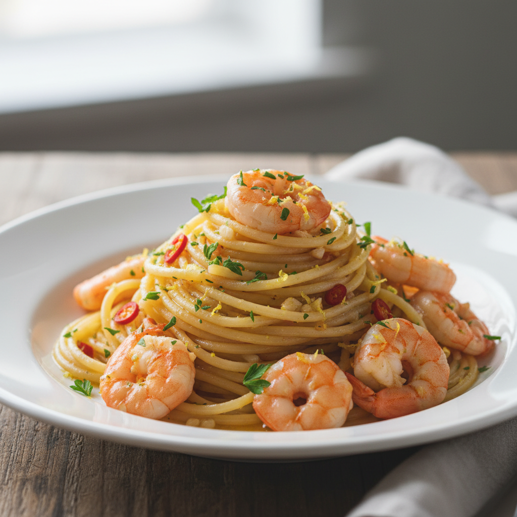 Prawn Spaghetti finished dish