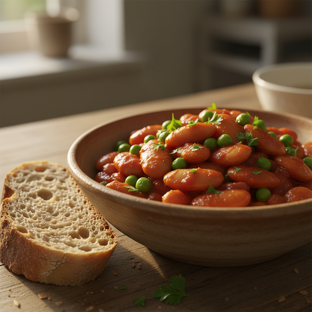 Smoky Butter Beans & Peas finished dish