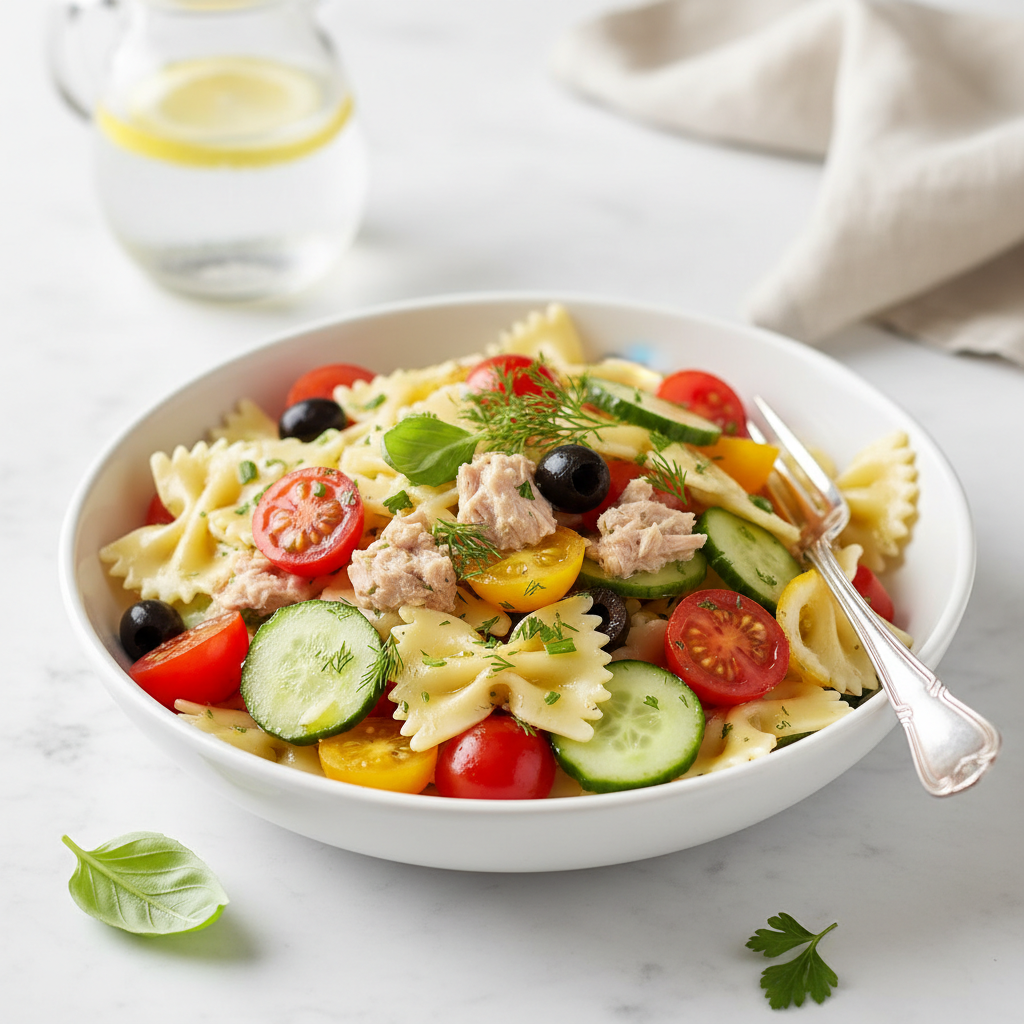 Low-Calorie Tuna Pasta Salad finished dish