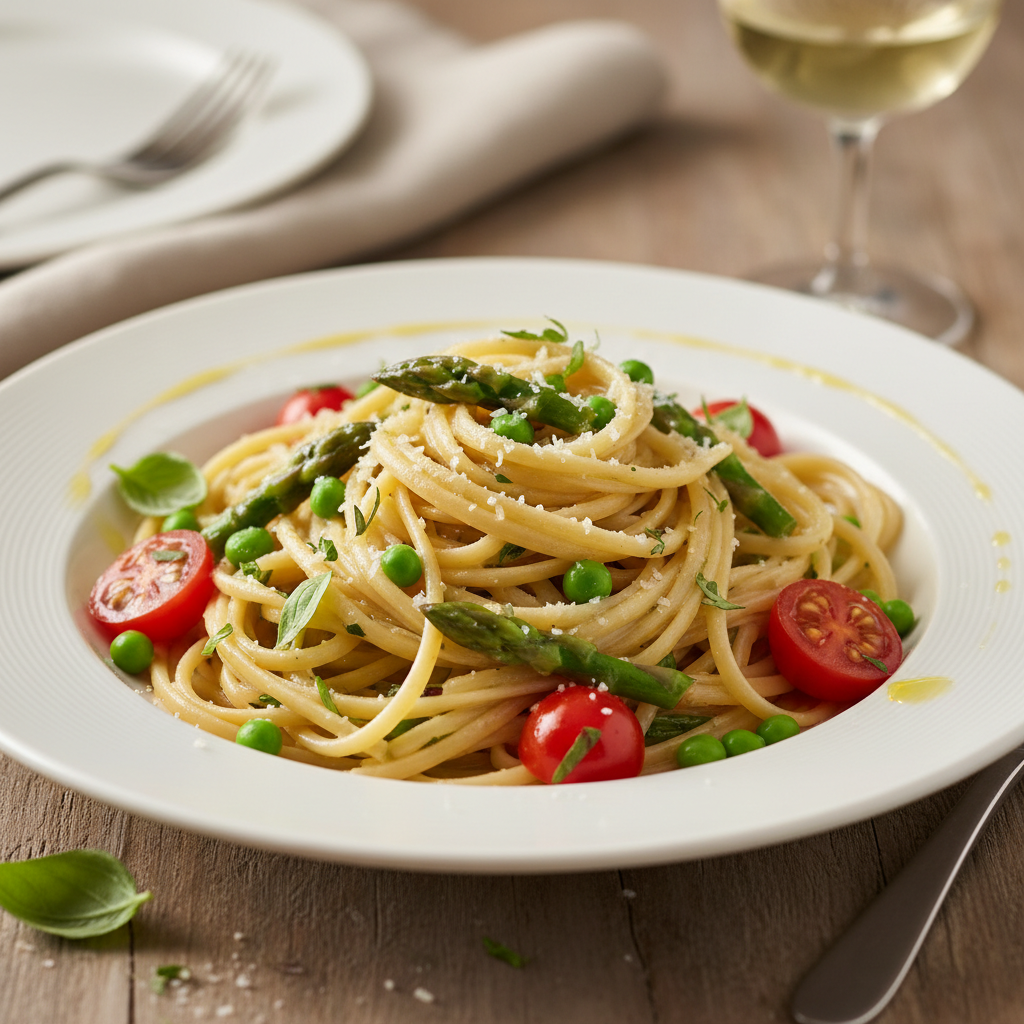 Skinny Pasta Primavera finished dish