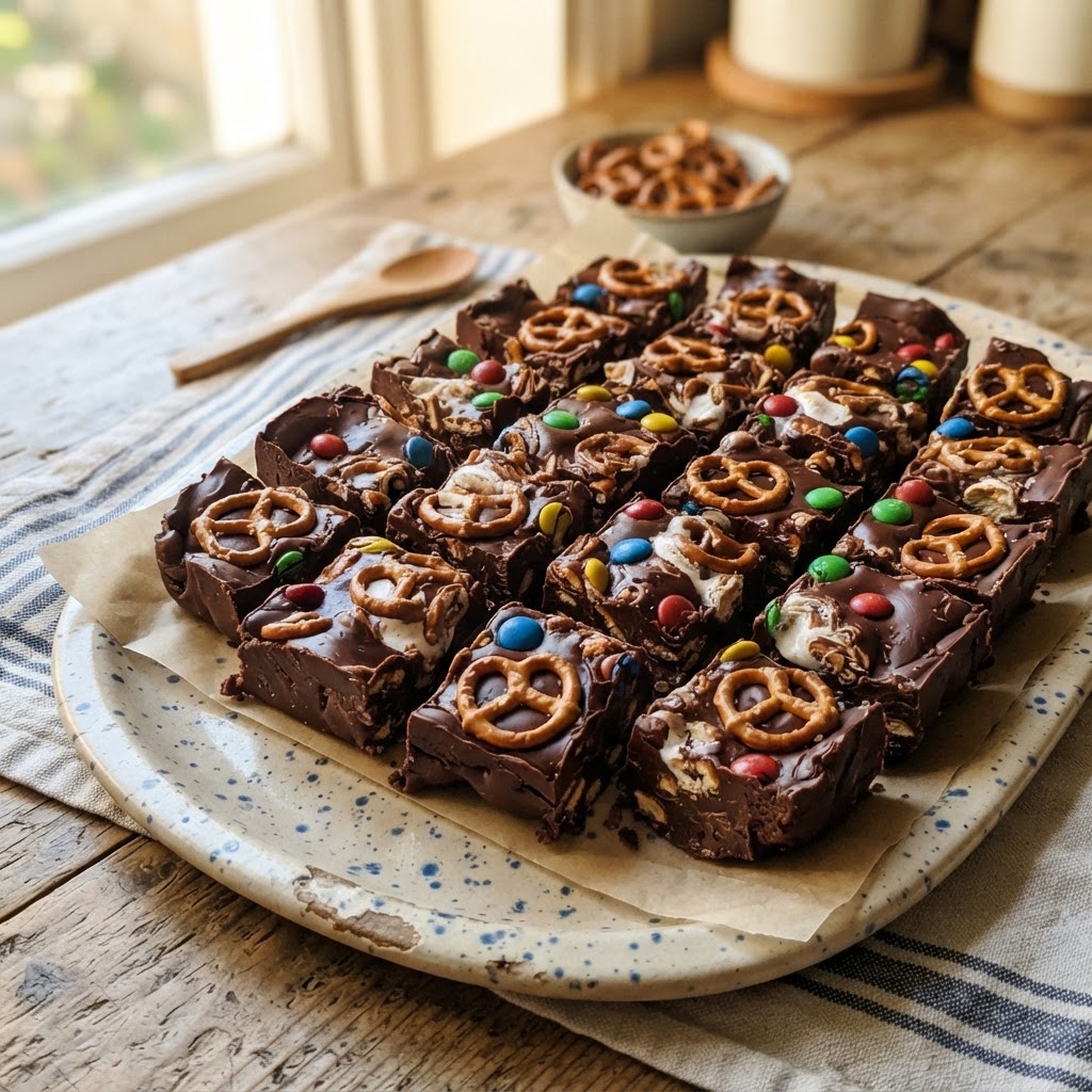 Marshmallow Chocolate Sweets Fudge finished dish