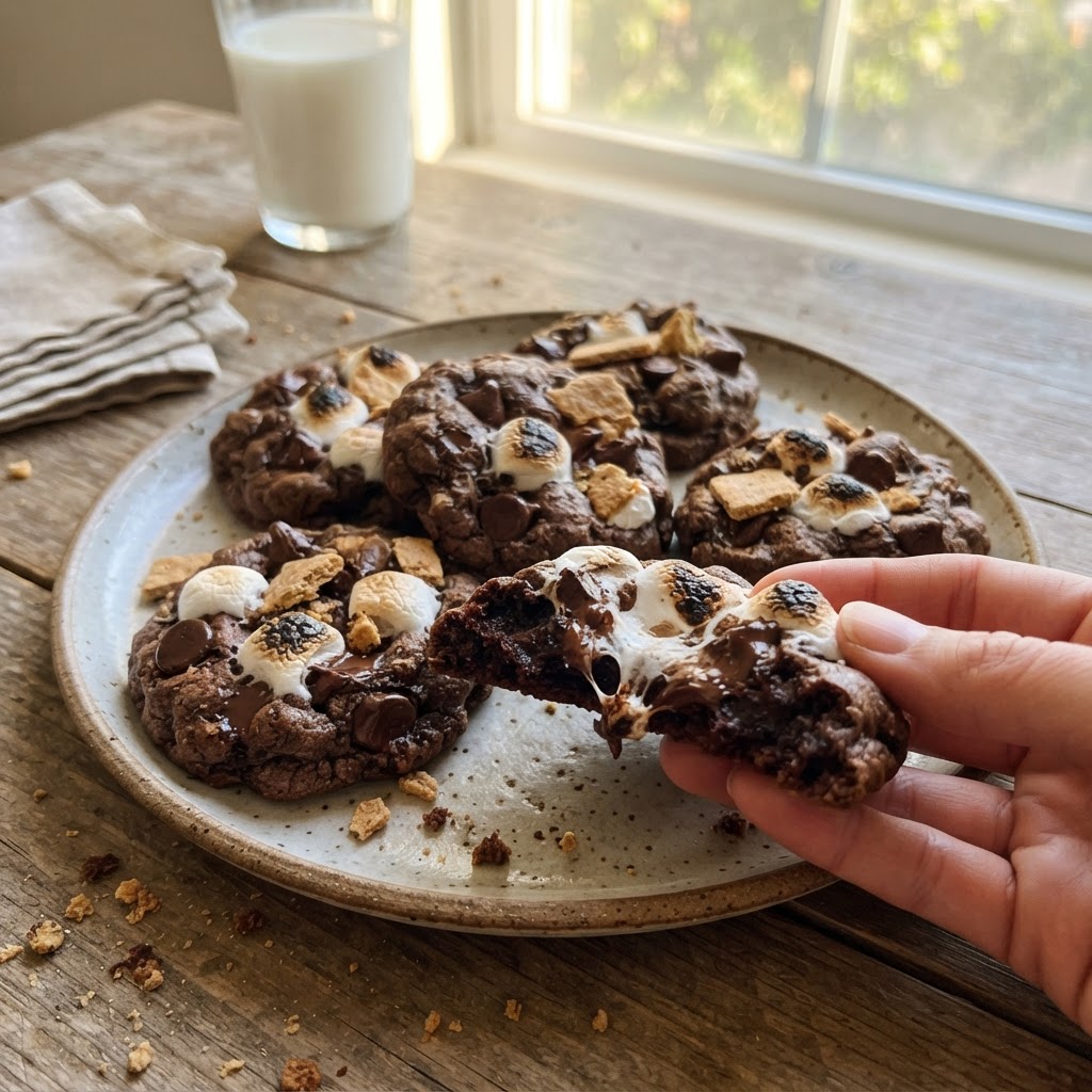 S'mores Cake Mix Cookies finished dish