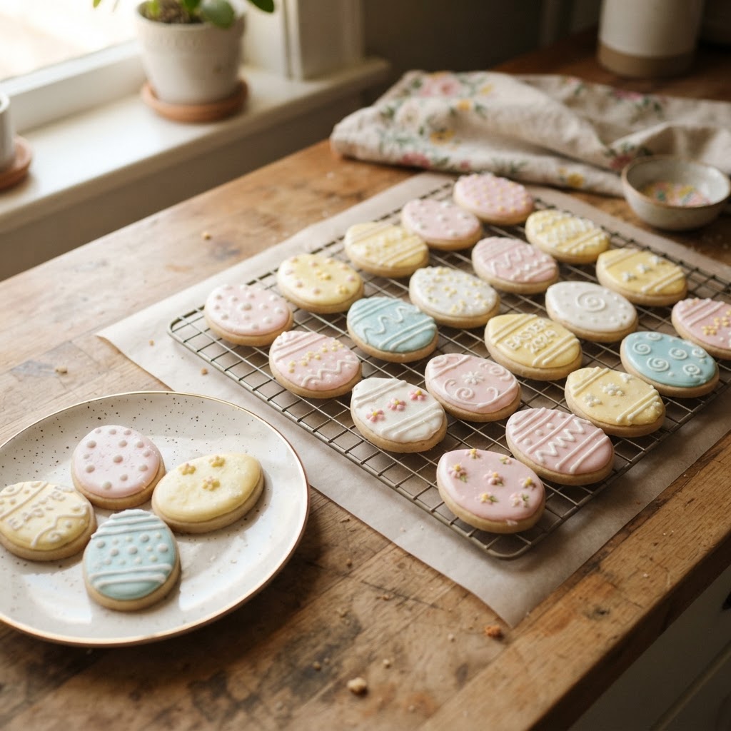 Egg-Shaped Sugar Cookies finished dish