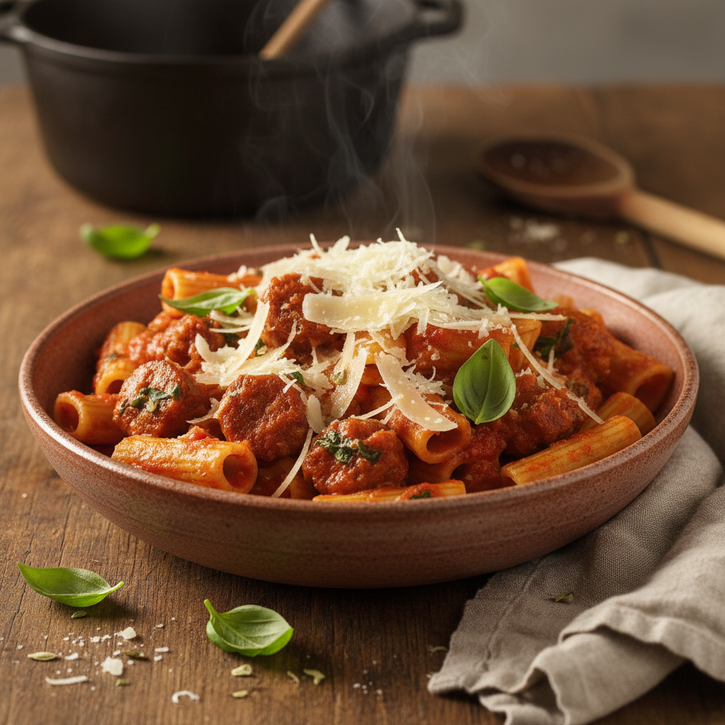 Sausage Pasta finished dish