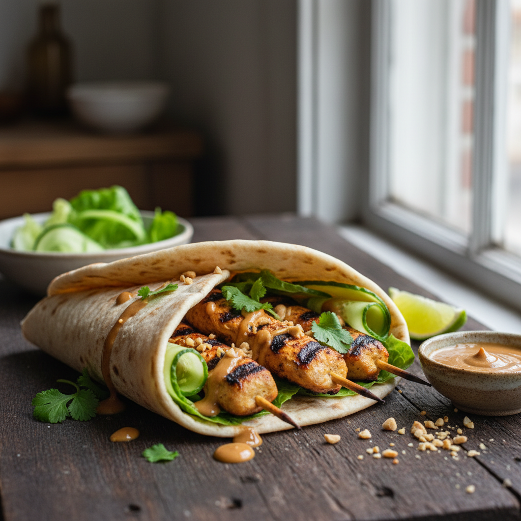 Chicken Satay Wraps finished dish