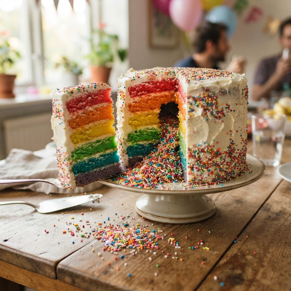 Birthday Explosion Cake finished dish