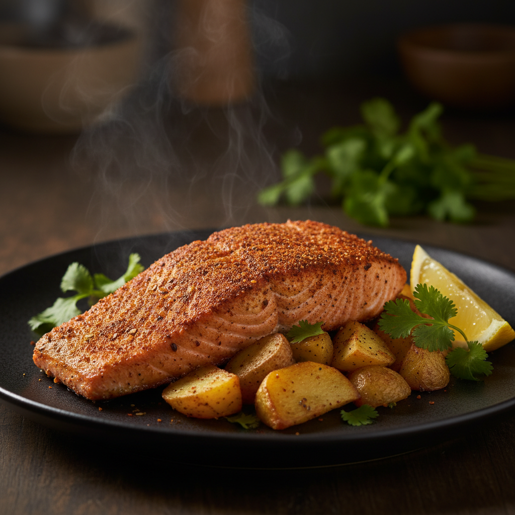 Spiced Salmon & Potatoes finished dish