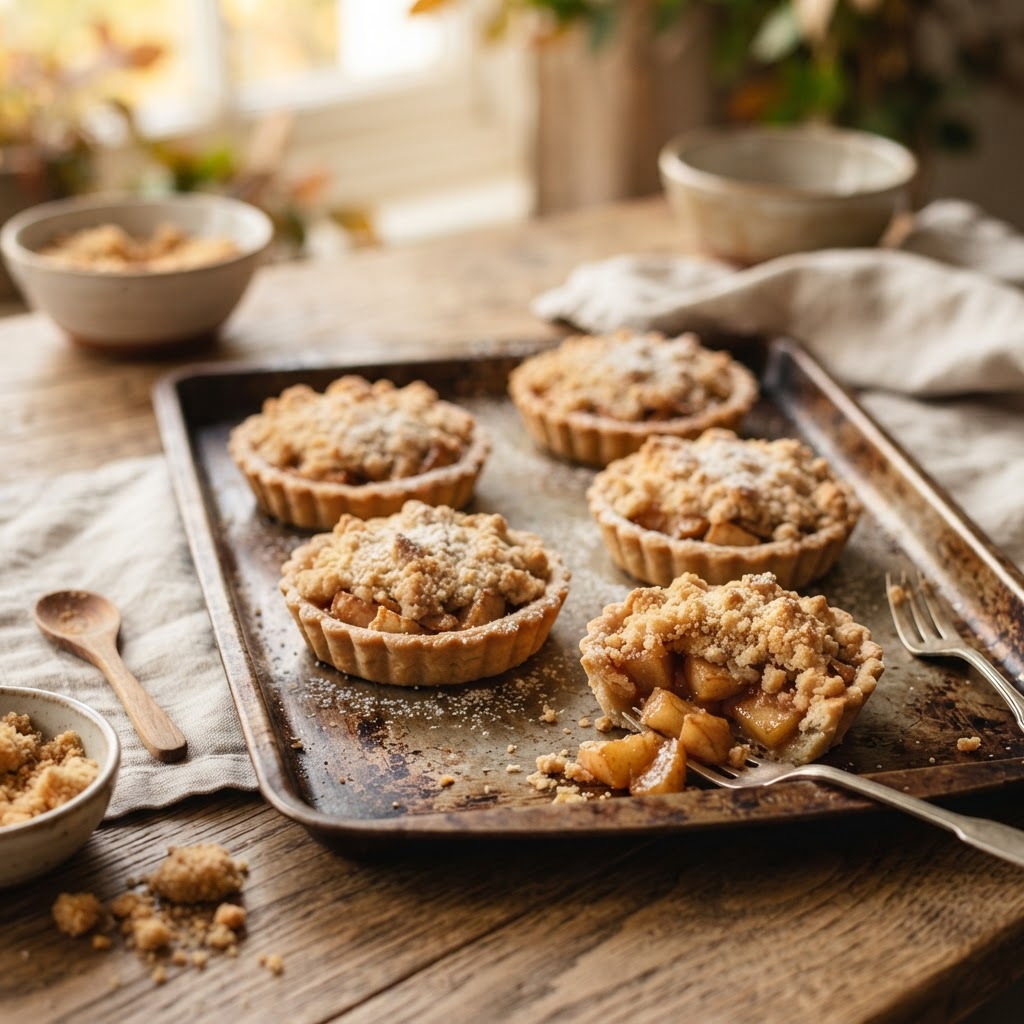 Mini Apple Crumble Pies finished dish