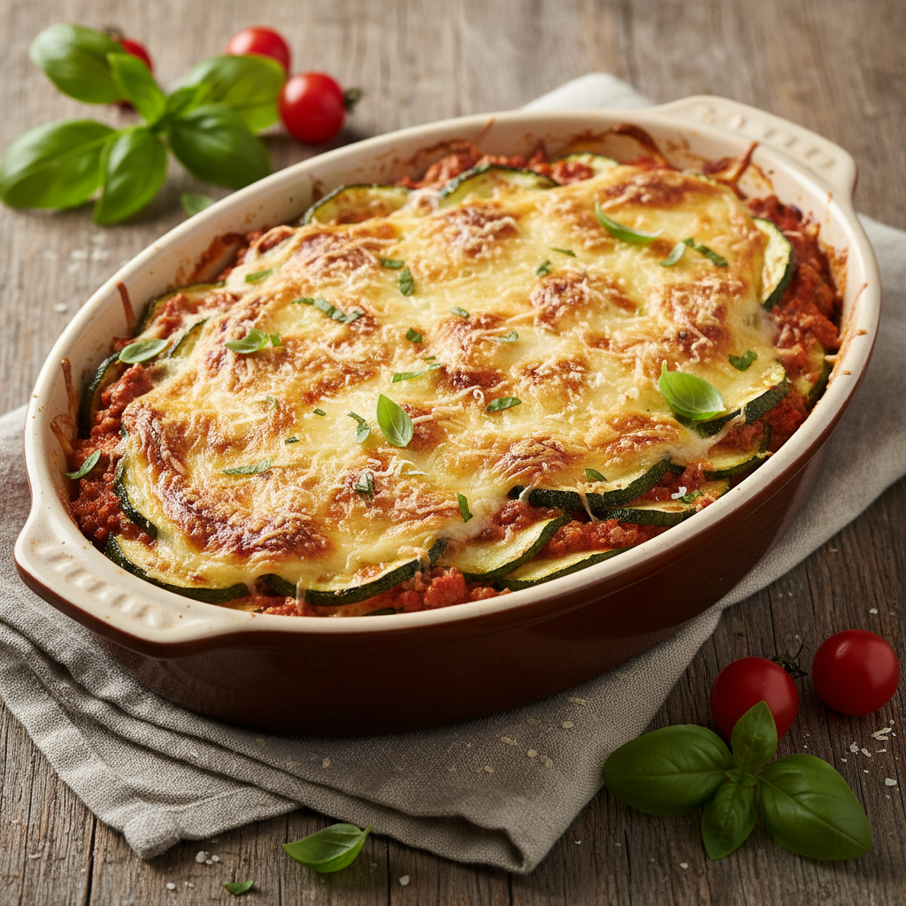 Very Low-Calorie Lasagna with Zucchini finished dish