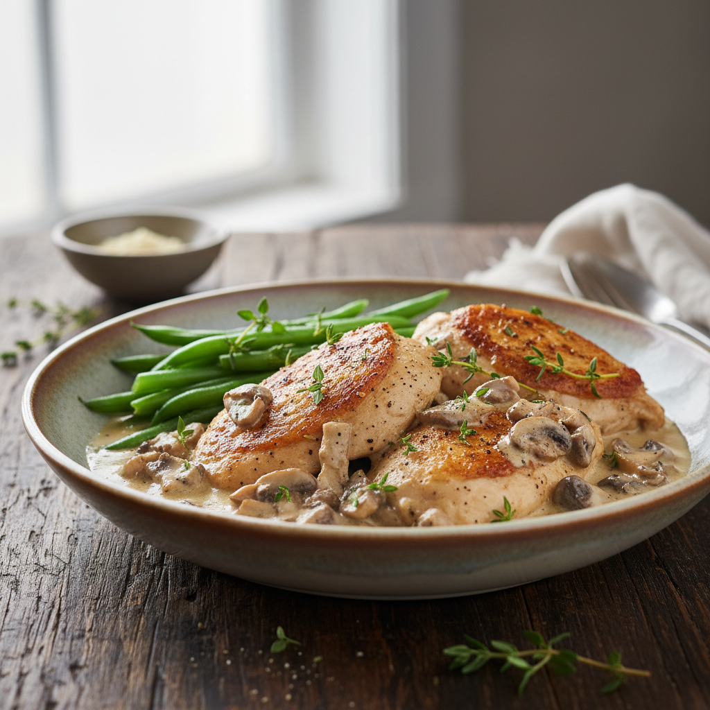 Creamy Mushroom Chicken finished dish