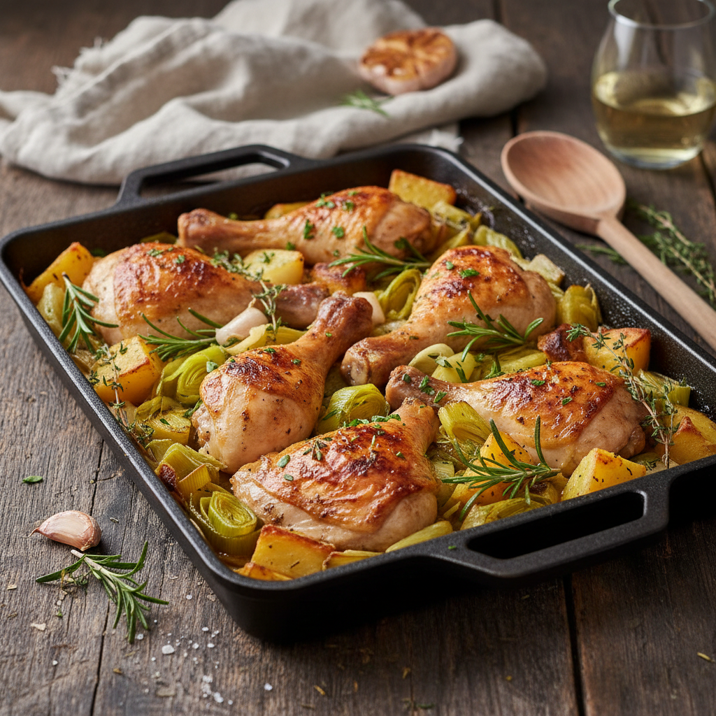 Chicken & Leek Traybake finished dish