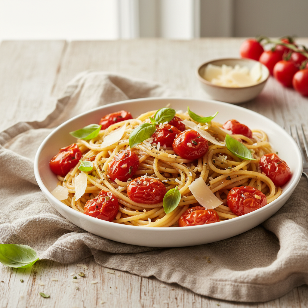 Butter-Roasted Cherry Tomato Pasta finished dish