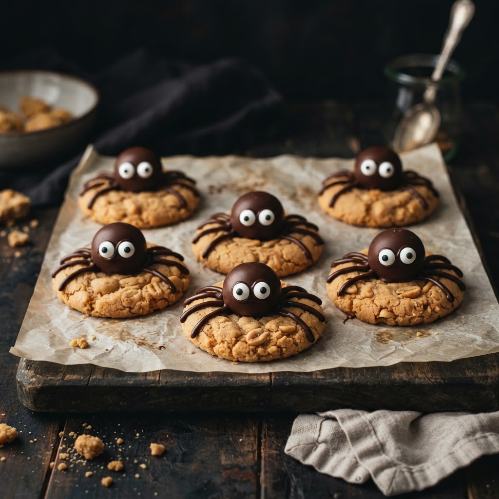 Peanut Butter Spider Cookies finished dish