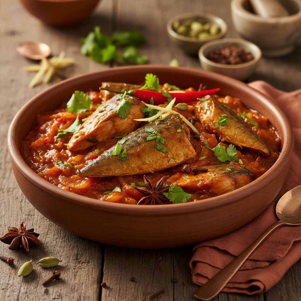 Indian-Spiced Smoked Mackerel finished dish
