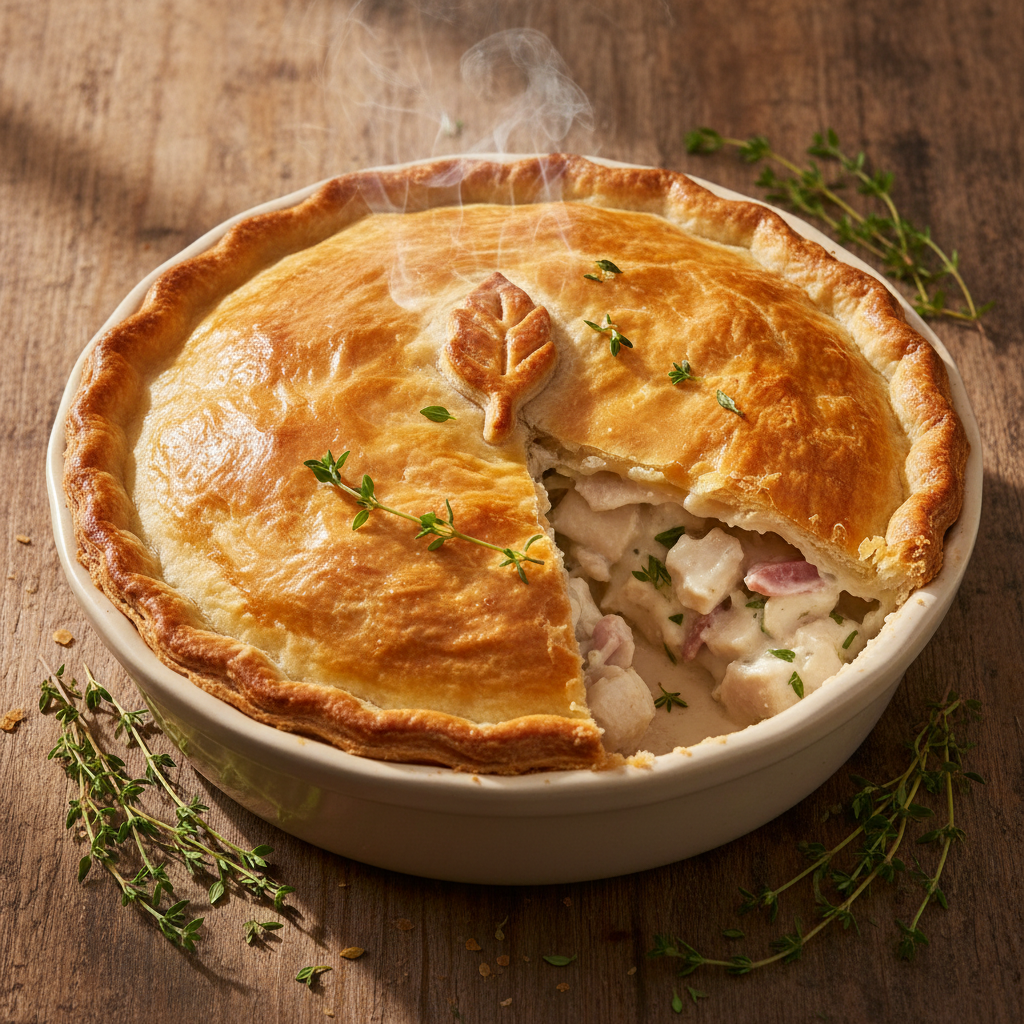Chicken & Bacon Pie finished dish