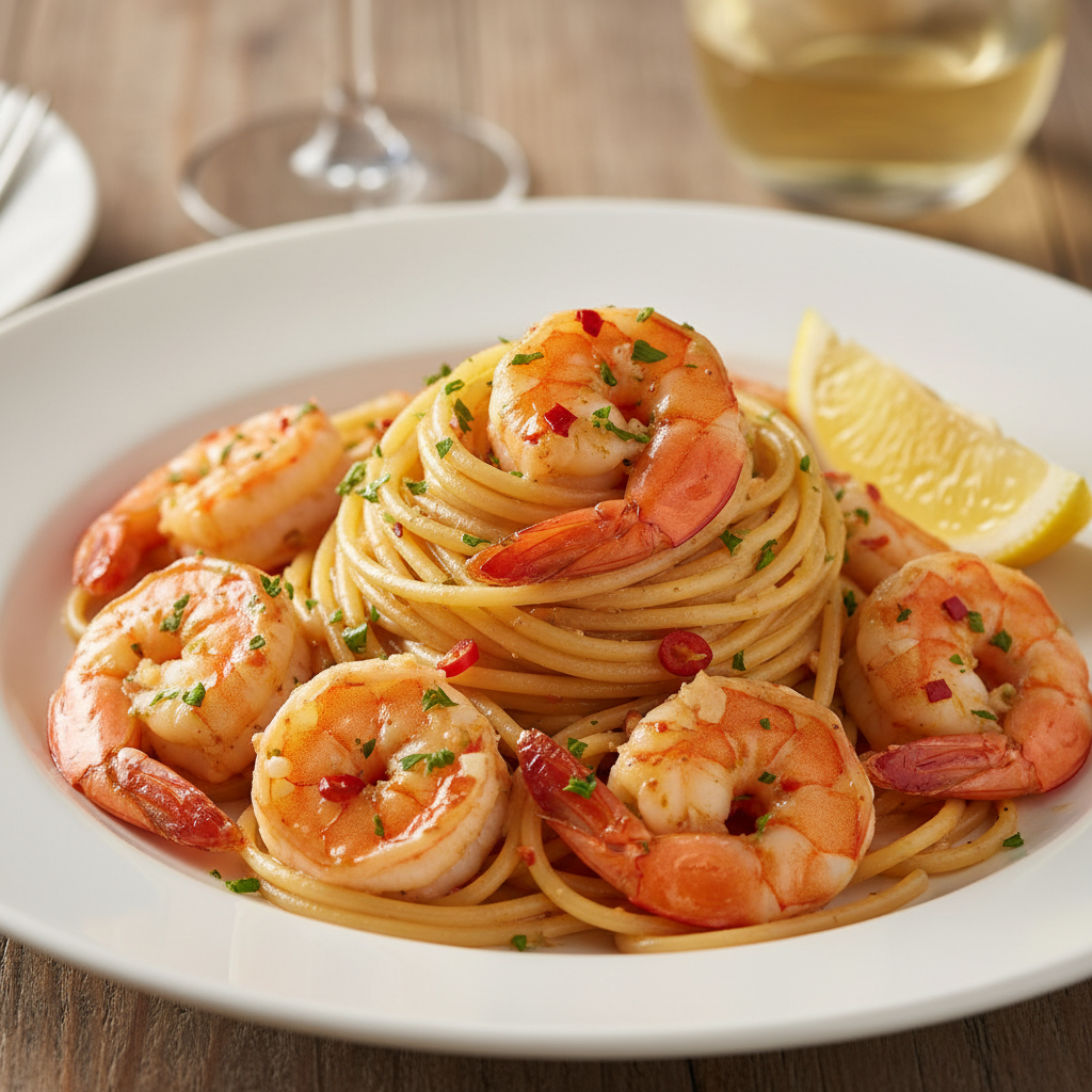 Healthy Prawn Spaghetti finished dish