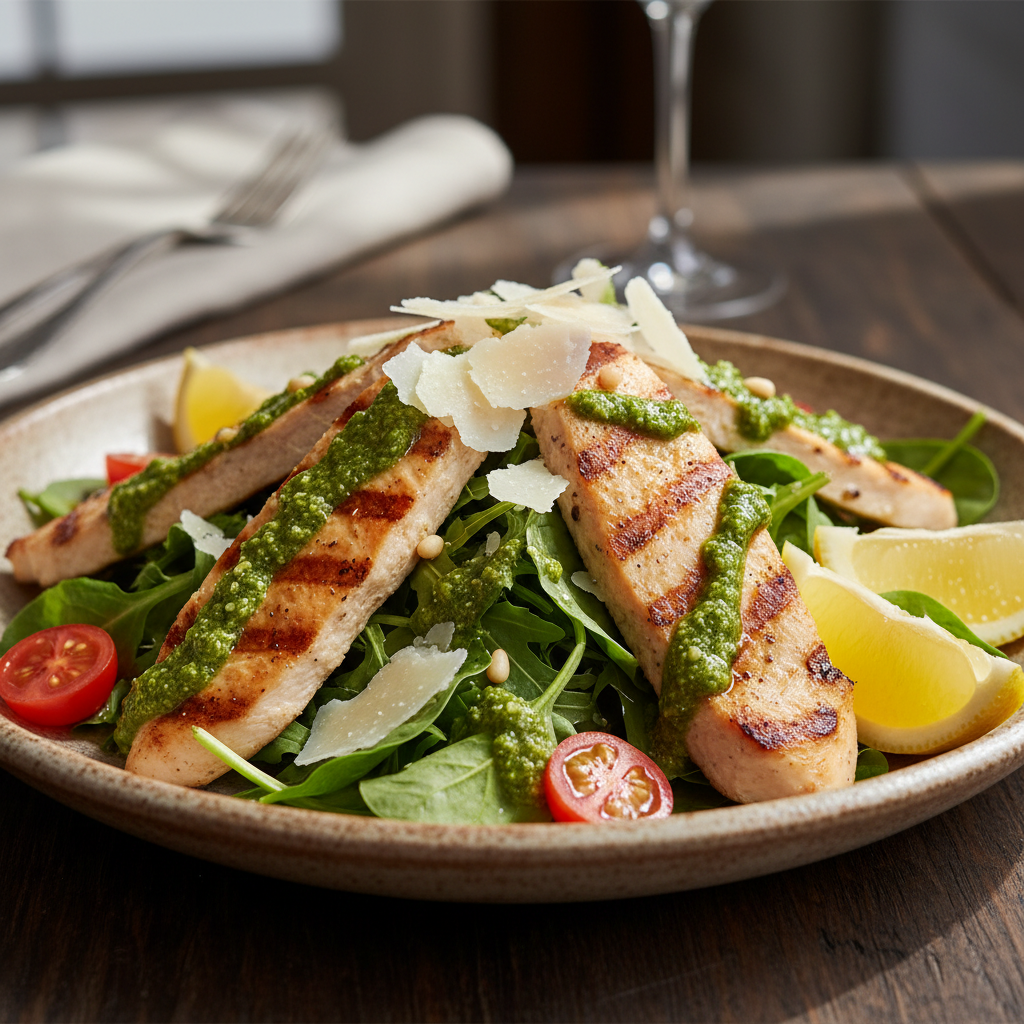 Pesto Lemon Chicken Salad finished dish