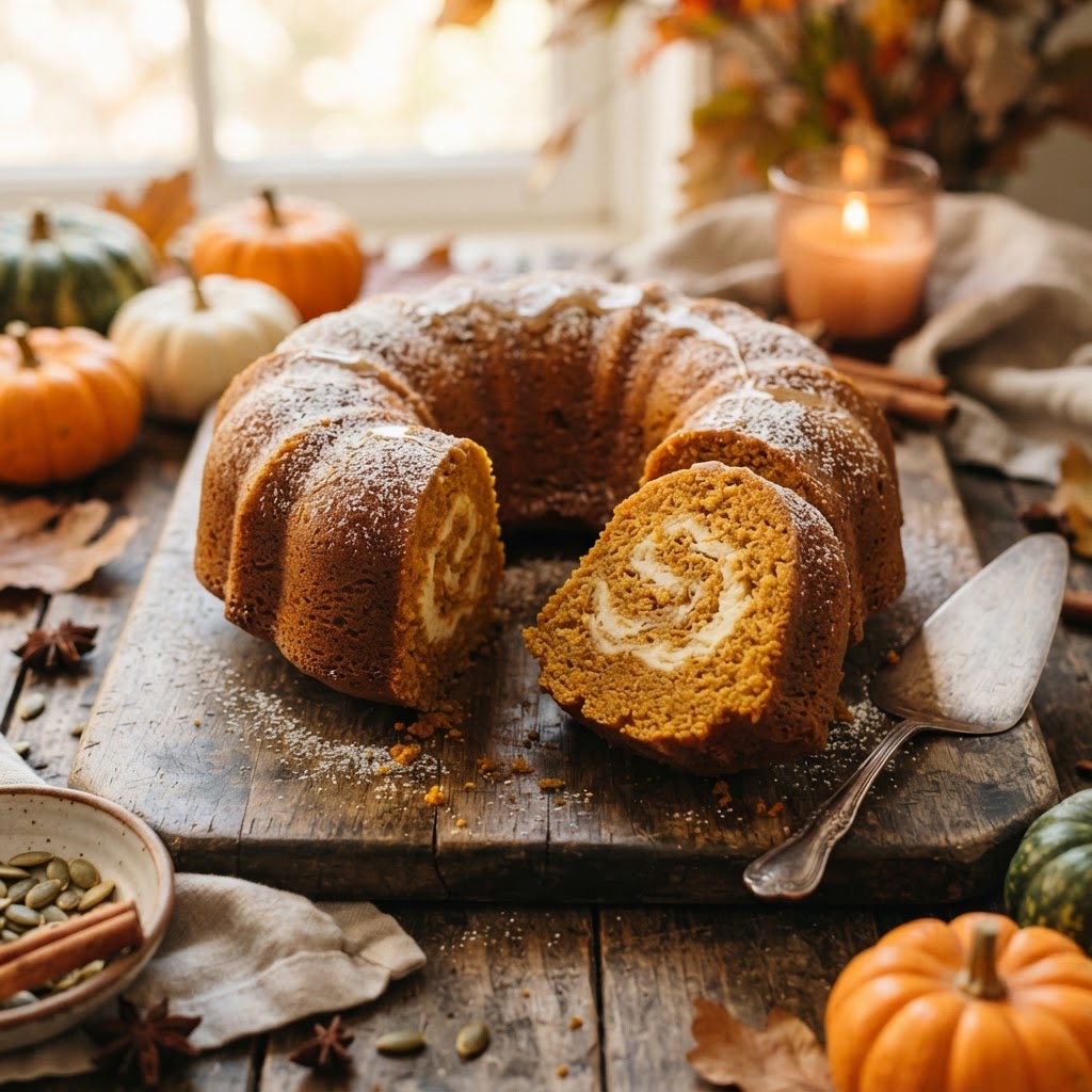 Pumpkin Bread Ring with Maple Cream Cheese Filling finished dish