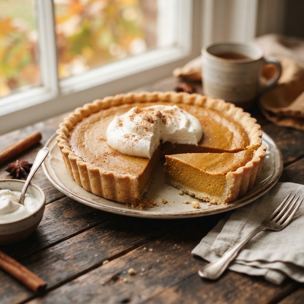 Ginger and Rum Pumpkin Pie finished dish
