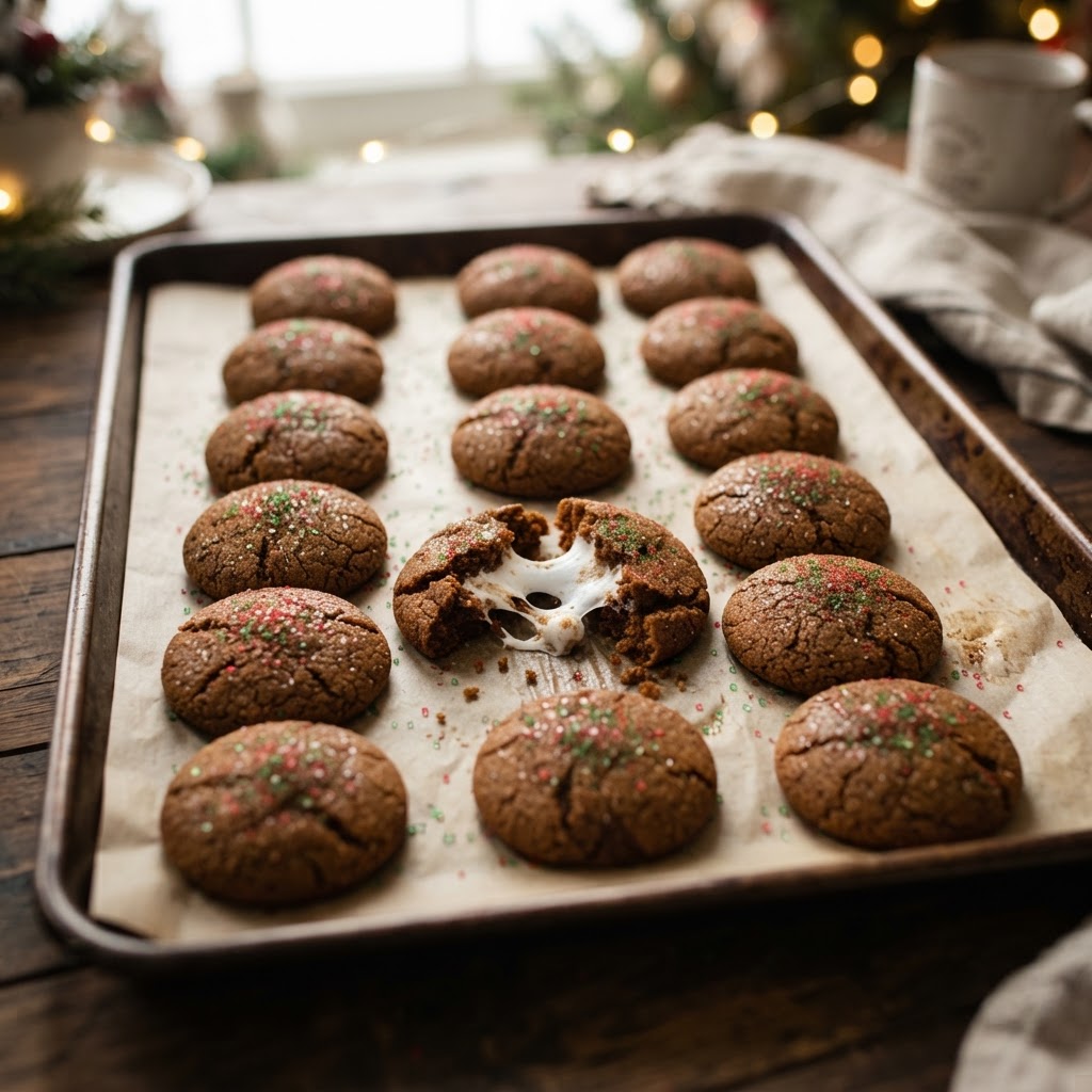 Fluff-Stuffed Gingerbread Christmas Cookies finished dish