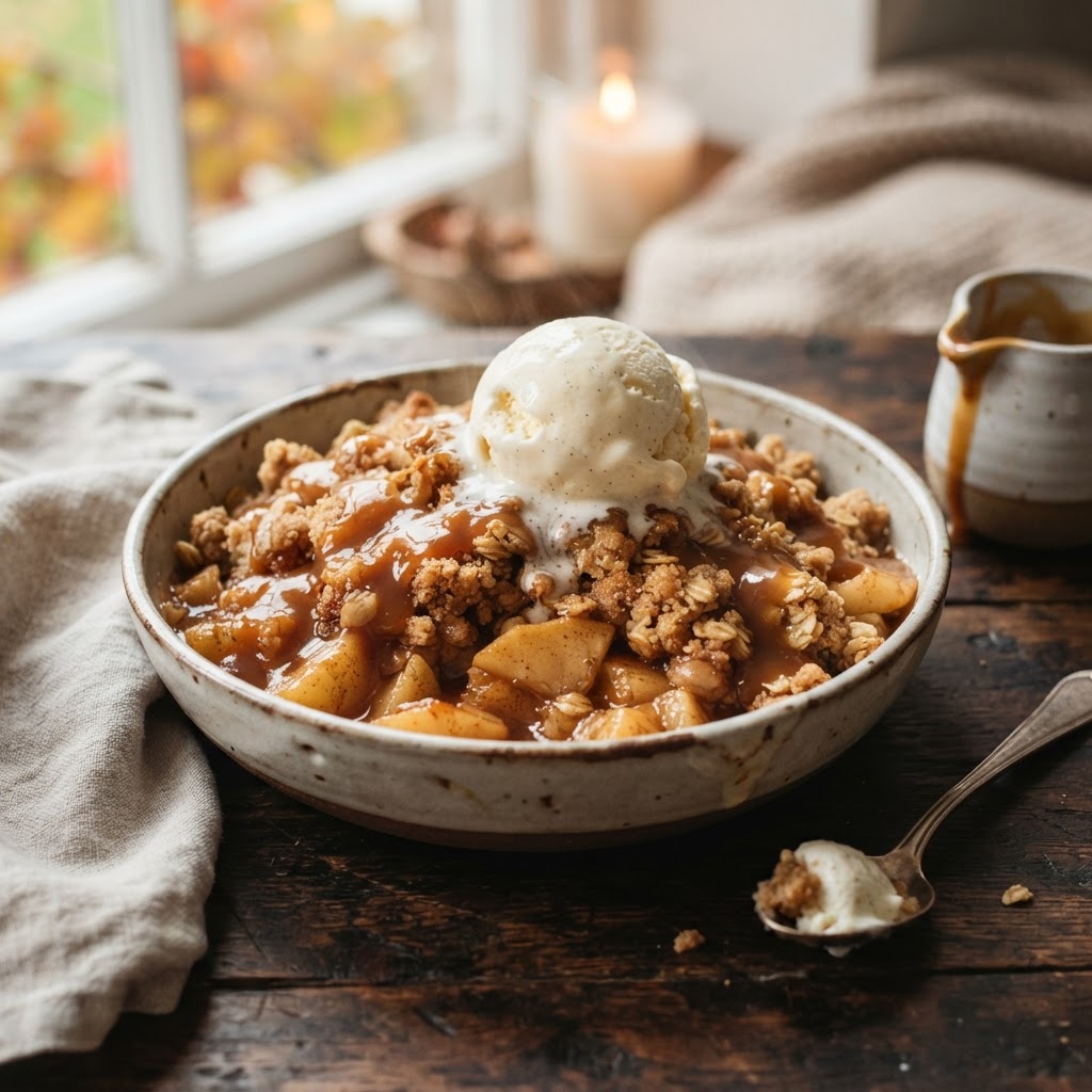 Toffee Apple Pan Crumble finished dish