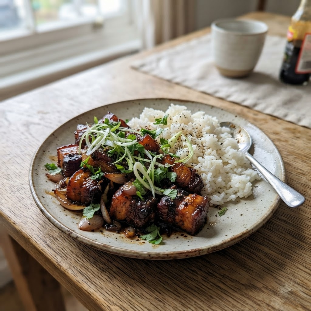 Vietnamese Caramelised Pork finished dish