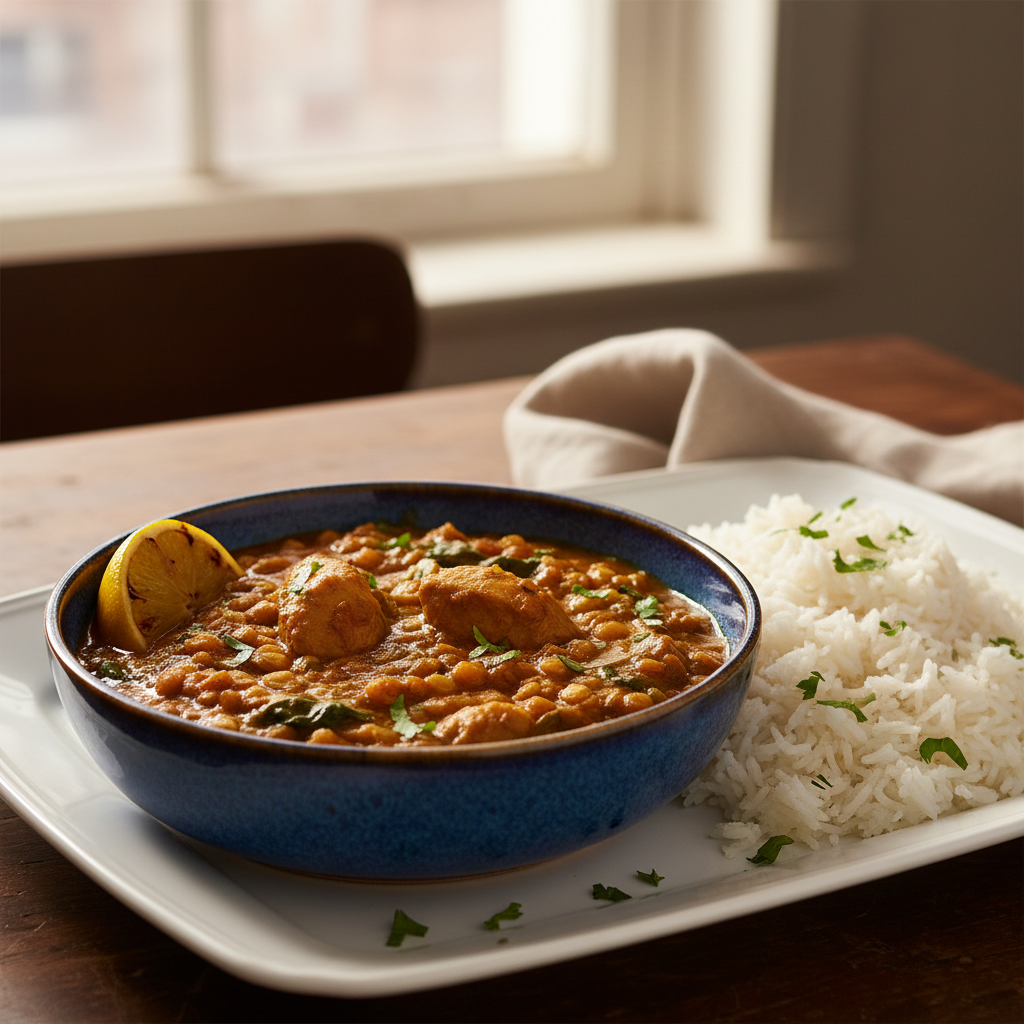 Chicken Dhansak finished dish