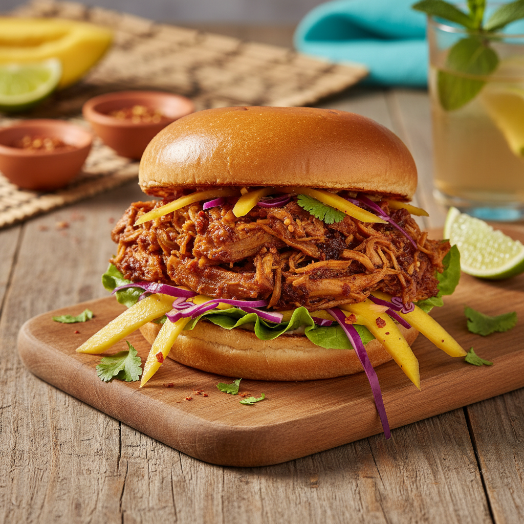 Vegan Jerk Jackfruit Burger finished dish